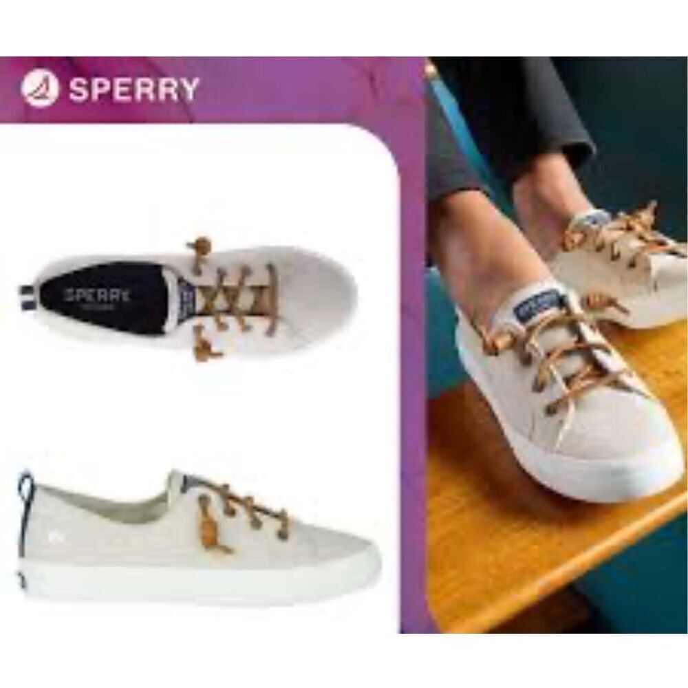 Sperry Women's Crest Vibe Platform Canvas White (STS84190) sz 10 Euc